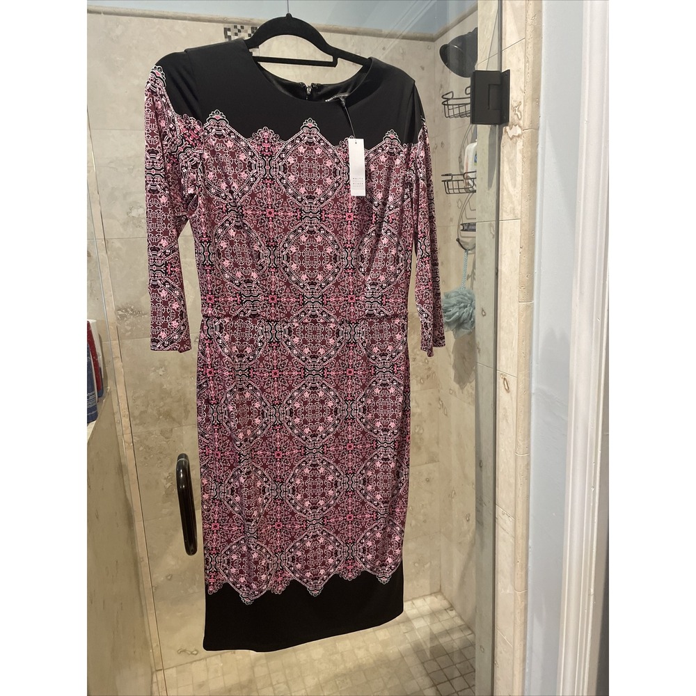 NWT White House Black Market Medallion Sheath Dress 8 Pink Purple 570225358